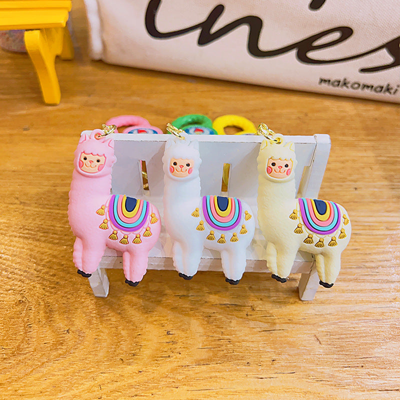 Wholesale Rainbow Alpaca Doll Soft Rubber Keychains